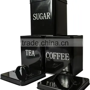 Square Kitchen Metal Sealed Coffee Tea Sugar Tin Canister thumbnail-2