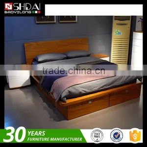 Contemporary Wooden Double Bed Frame Designs With Storage B-814 thumbnail-3