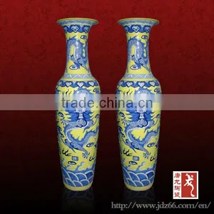 Hot Selling Large Tall Yellow and Blue Color Ceramic Jardiniere thumbnail-1