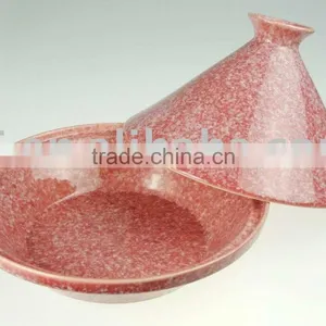 Large Cooking Tajine,10.5 Inch,Marmoreal Red Color thumbnail-1