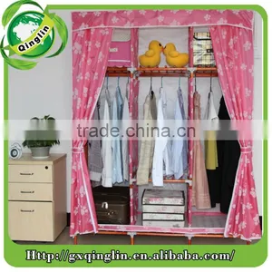 Huge Size With Side Pockets Non-woven Fabric Portable Folding Wardrobe thumbnail-6