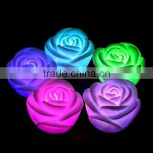 Wedding Decoration Party Lamp Mini Fancy Changing LED Rose Flower Romantic Candle Light thumbnail-1
