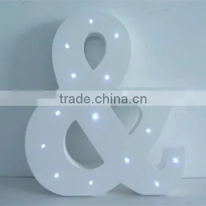 Lovely Painted Letters & Shape White Wooden LED Lighted Crafts thumbnail-1