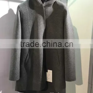 Ladies Handle Dark Grey 100% Wool Coat for Sring and Fall thumbnail-1