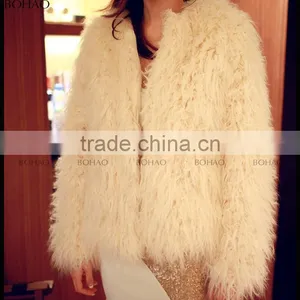 Hot ! New Design Fashion Tibet Sheep Fur Women Winter Jacket Short Coat thumbnail-3