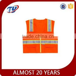 Reflective Safety Vest Fluorescent Orange Security Vest Polyester Motorcycle Safety Vest thumbnail-1