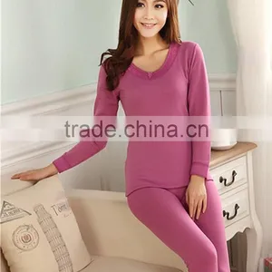 Custom Thermal Underwear Women 2014 Winter Cotton Long Johns Top + Pant Set Ladies Sey O-neck Slim Underwears W171 thumbnail-1