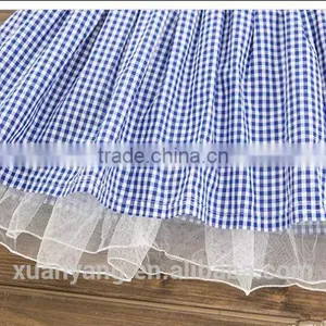 New Fashion Kids Clothing Designer One Piece Dress Bule Plaid Children Princess Summer Dress thumbnail-4