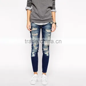 Woemen Cool Front Ripped New Style Fashion Girls Jeans thumbnail-1