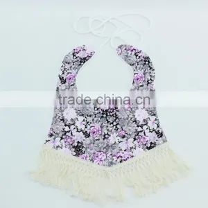 Flower Pattern Baby Girl Bibs With Tassel Toddler Baby Girl 100% Cotton Burp Cloths thumbnail-2