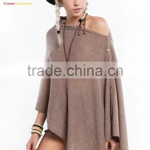 Lady Fashion Buttoms Cashmere Poncho/ Nepal Design Pashmina Shawl/ thumbnail-1