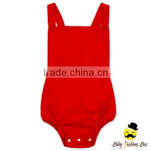 Summer Plain Red Frock Design Blank Bodysuit Soft Cotton Jumpsuit Baby Infant Magic Toddler Romper thumbnail-2
