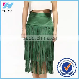 Dongguan Yihao 2015 Fashion Style High Quality Faux Suede Skirt With Tassel Fashional Suede Leather Skirt thumbnail-1