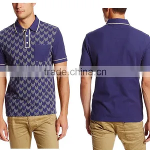Custom Mens Formal Wholesale Full Printed Different Color Collar Polo Shirt thumbnail-2