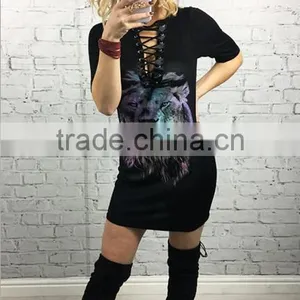 European and American Fashion Lion Printing Bands T-shirt thumbnail-3