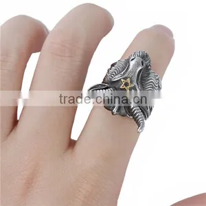 Titanium Steel Unadjustable Rings Antique Silver Gold Tone Antique Gold Sheep thumbnail-3