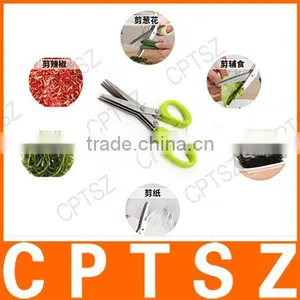 Multifunction Kitchen Herb Shears Scissors Vegetables Cutting Stainless Steel 5 Blades Herb Scissors thumbnail-2