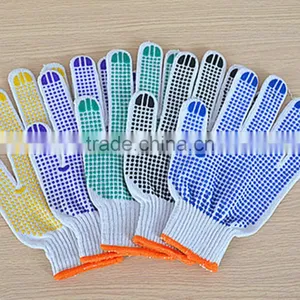 Colored Dotted Glove Pvc One Side Dot Work Cotton Gloves Knitted Pvc Cotton Dotted Glove thumbnail-1
