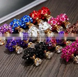 Ball-flower Fashion Diamond Stone Jewelry Stud Earrings thumbnail-2