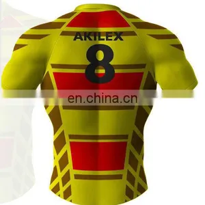 100% Polyester Custom Sublimation Striped Rugby Jersey Show Your Body thumbnail-2