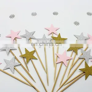 Colorful Stars Cupcake Topper Birthday Party Wedding Cake Decorations thumbnail-6