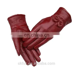 China Factory Wholesale Winter Warm Real Sheepskin Soft Leather Work Glove for Lady thumbnail-5