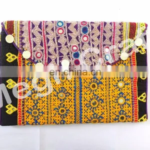 Wholesale Banjara Vintage Clutch Purse -Vintage Zari Work Clutch Purse- Vintage Bohemian Banjara Hippie Gypsy Coin Clutch thumbnail-5