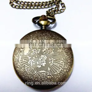 Vintage Hollow Flower Rabbit Pattern Quartz Old Pocket Watch Necklace thumbnail-3