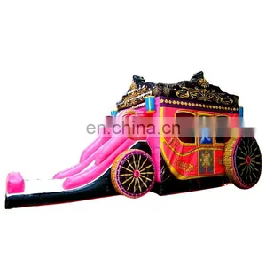 Princess Pumpkin Cart Printing Inflatable Jumping Castle Car With Slide , Inflatable Kids Jumping Toys For Game thumbnail-1