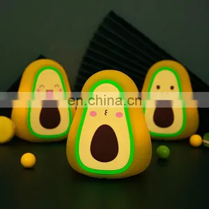 New Product 2021 Cute Avocado Night Lamp Silicone Nursery Baby Night Light for Teen Bedroom Decor thumbnail-4
