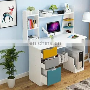 Bedroom Furniture Computer Laptop Desk Wooden Study Learning Small Modern Simple Computer Table Desk With Shelves thumbnail-3
