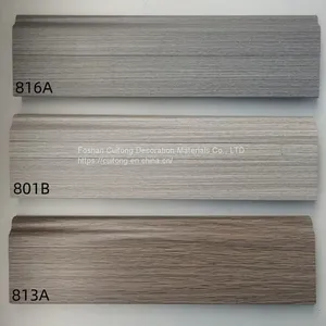 Foshan Wholesale 80mm Hidden Nail Baseboard Waterproof Baseboard Manufacturer Direct Sales PVC Coated Non-paint Wood Grain Baseboard thumbnail-5