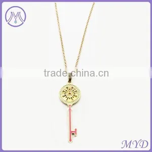 Stainless Steel Gold Plating Angel Wing Key Pendant Necklace thumbnail-4