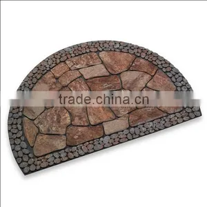 100% Recycle Rubber Round Half Flocked Surface Entrance Mat thumbnail-1