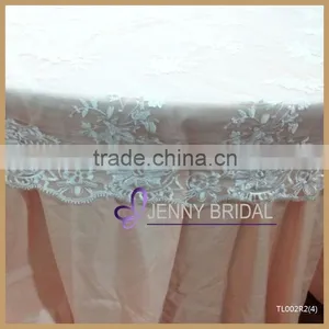 TL002R2(4) Cheap Wedding White Embroidery Lace Overlay Tablecloths thumbnail-1