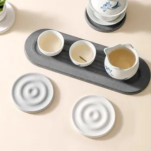 Wholesale Wave Engraving Absorbent Diatomite Stone Coasters Set thumbnail-2