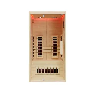 Modern 2 Person Panoramic Glass Relaxation Sauna Room Outdoor Villa, Dry Steam Red Cedar Solid Wood thumbnail-1