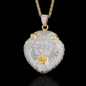 Fashion Animal Lions Men Pendant Necklaces Unisex Hip-hop Copper Cubic Zirconia With Charm Rope Chains thumbnail-4