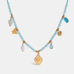 18K Gold Plated Stainless Steel Diamond Zircon Necklace - Non-Fade Fashion Jewelry thumbnail-1