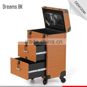 Professional PVC Rolling Makeup Case With Drawers thumbnail-6