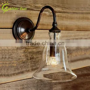Antique Vintage Style Glass Shade Bell Sconce Wall Lamp thumbnail-1