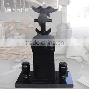 China Black Granite Eagle Carving Headstone thumbnail-1