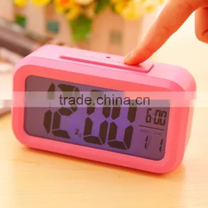 LCD Large Simple Display Blue Cube Snooze LED Digital Desk Alarm Clock thumbnail-1
