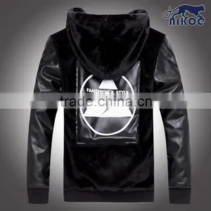 Fashion Black Men Leather Fur Jacket,Custom European Coat Fashion High Quality Leather Sleevess Jackets thumbnail-3