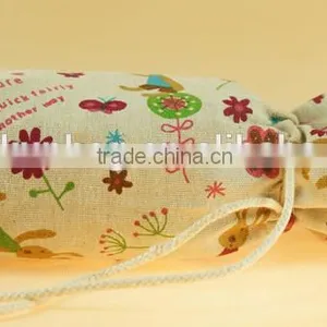 Fashion Printing Jute Drawstring Bag for 1 Bottle thumbnail-1