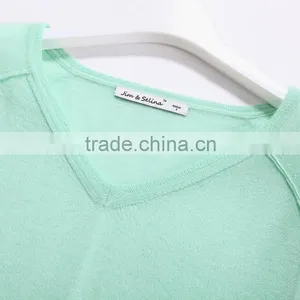 JS-16008 V Neck Slim Pattern Fancy Cashmere Women Sweater Design thumbnail-3