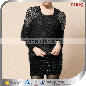 Women Winter Knitted Sweater Long Sleeve Coat In Stock thumbnail-1