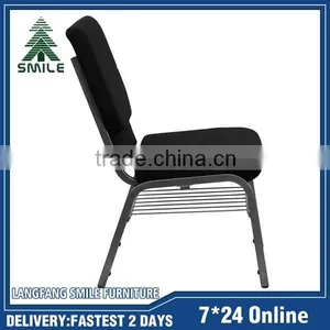 Fashionable Durable Steel Tube Material Church Chair With Bookrack thumbnail-2