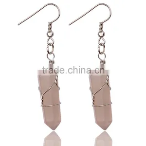 Natural Carnelian Wire Point Pendant Earrings thumbnail-1
