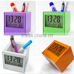Factory Custom Calendar Pen Holder With Clock thumbnail-1